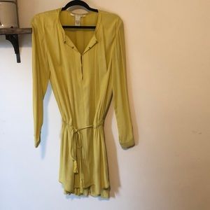 Crepe shirt dress. Lined. Light chartreuse or sort of a yellow green. EUC